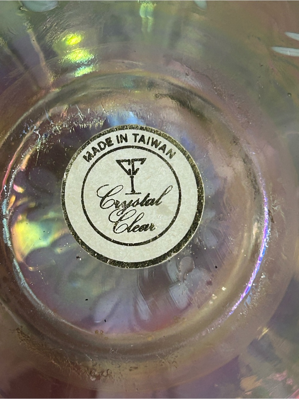 Vintage Crystal Clear Pink Iridescent Art Glass Perfume Bottle - Picture 9 of 9